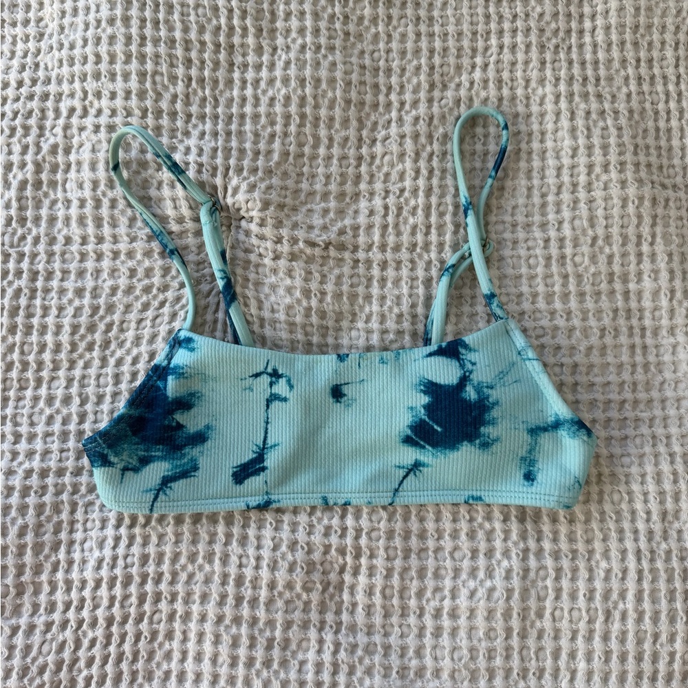 Tie-Dye Bikini Top in Aqua and Navy